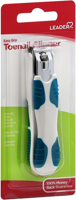 Toenail Clipper for Adults, Easy Grip Nail Clipper, White & Blue, 1ct