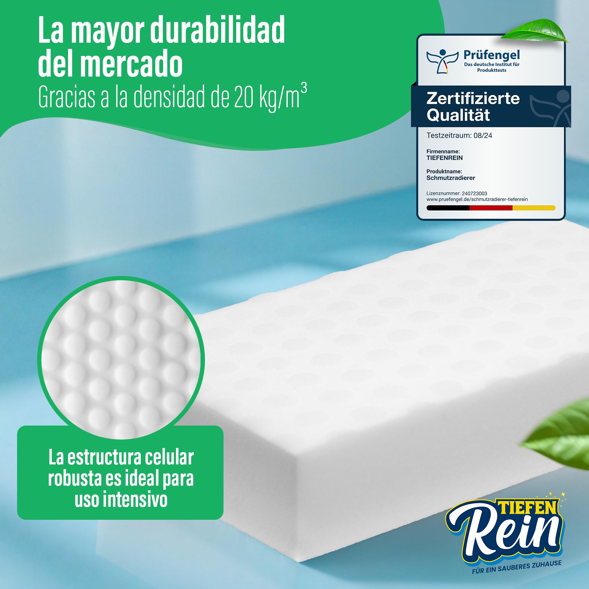 2.5X más Vida útil | Borrador Magico de Suciedad 2 Piezas - Esponja Magica | Esponja de melamina Extra Duradera | La Magic Cleaner Elimina la Suciedad de Paredes, Zapatos, cocinas y baños — view 4