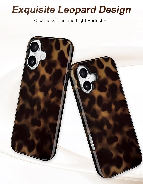 Jusy Compatible with MagSafe Brown Tortoise Shell Print Case for iPhone 17, Amber Trendy Luxury Magnetic Soft TPU and Hard PC Protective Phone Cover for Women Girls - Tortoise Shell by Jusy - Used condition - Image 2