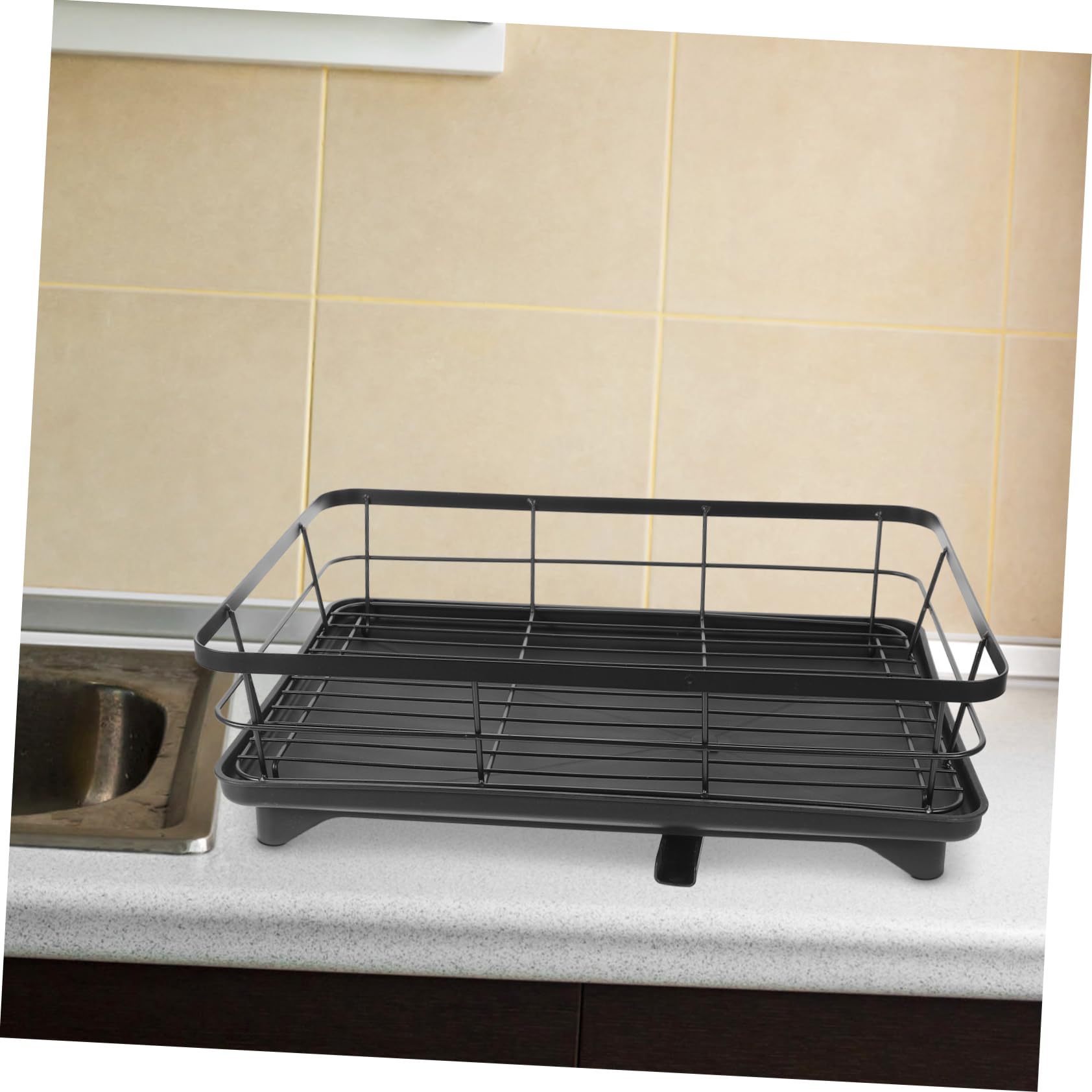 Grand Égouttoir à Vaisselle en Fer Noir, Étagère à Assiettes Cuisine Multifonction Rangement Pratique pour Bol et Ustensiles, Cuisine Moderne