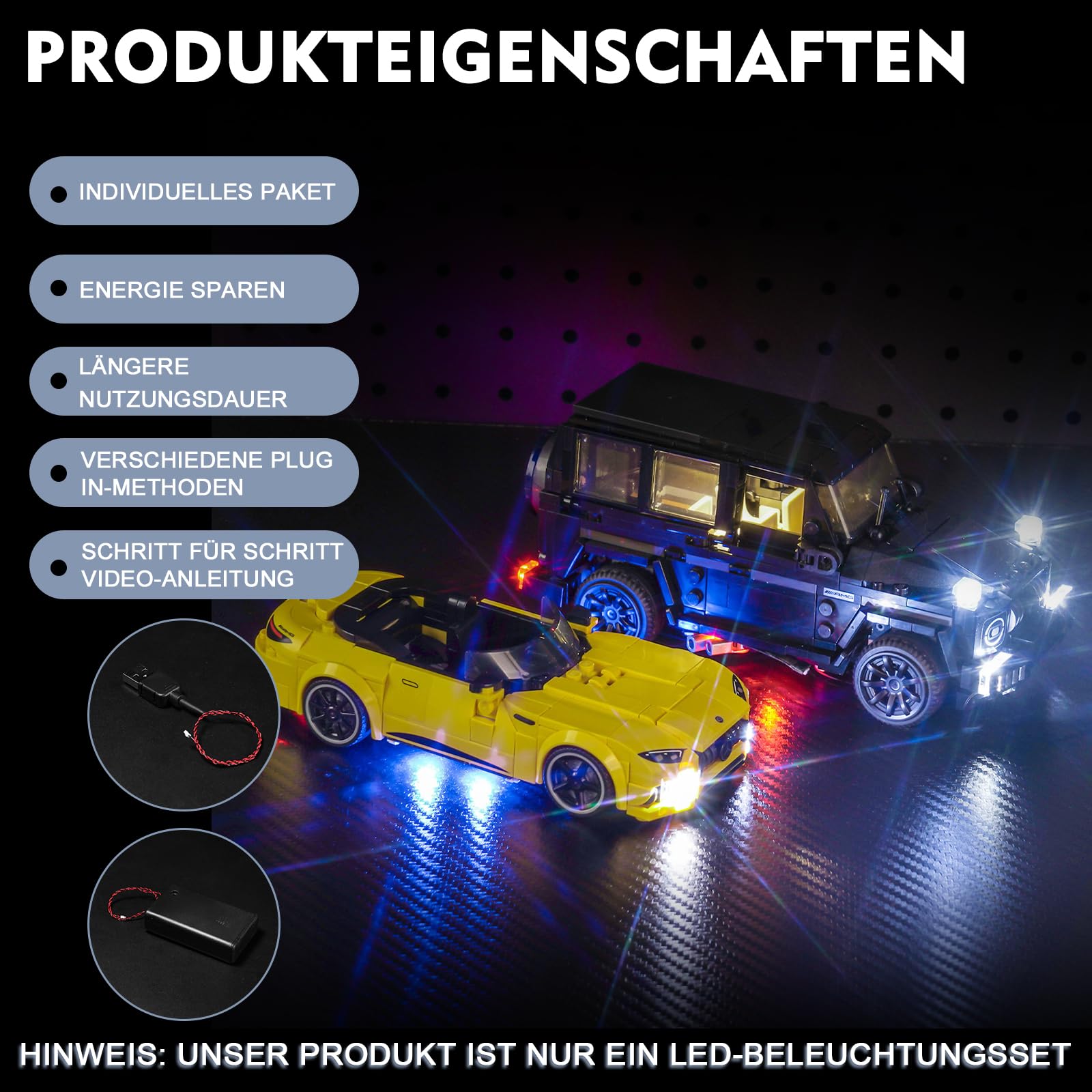 Led Licht Set für Lego 76924 Mercedes-AMG G 63 & Mercedes-AMG SL 63 (Kein Lego), Dekorationsbeleuchtungsset für Lego Mercedes-AMG G 63 & Mercedes-AMG SL 63 Kreative Spielzeug