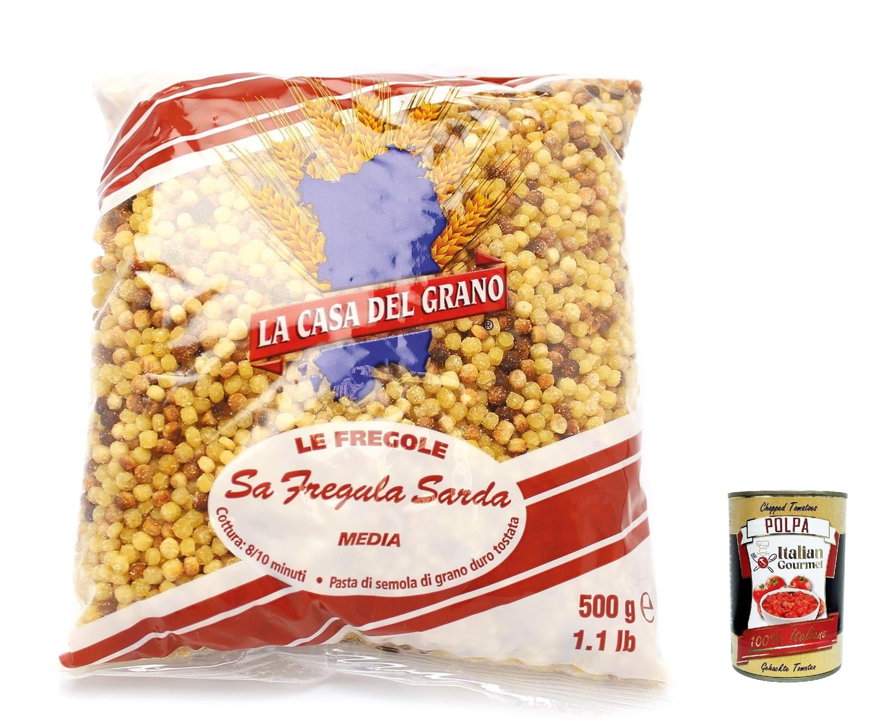 6x La Casa del Grano Fregola Kugelpasta groß, 500g + Italian Gourmet polpa 400g