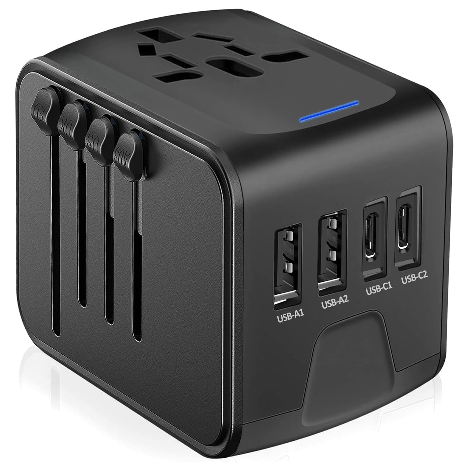 JMFONE Universal Travel Plug Adapter 5 in 1 Charger,4 USB &amp;2500W AC Outlets