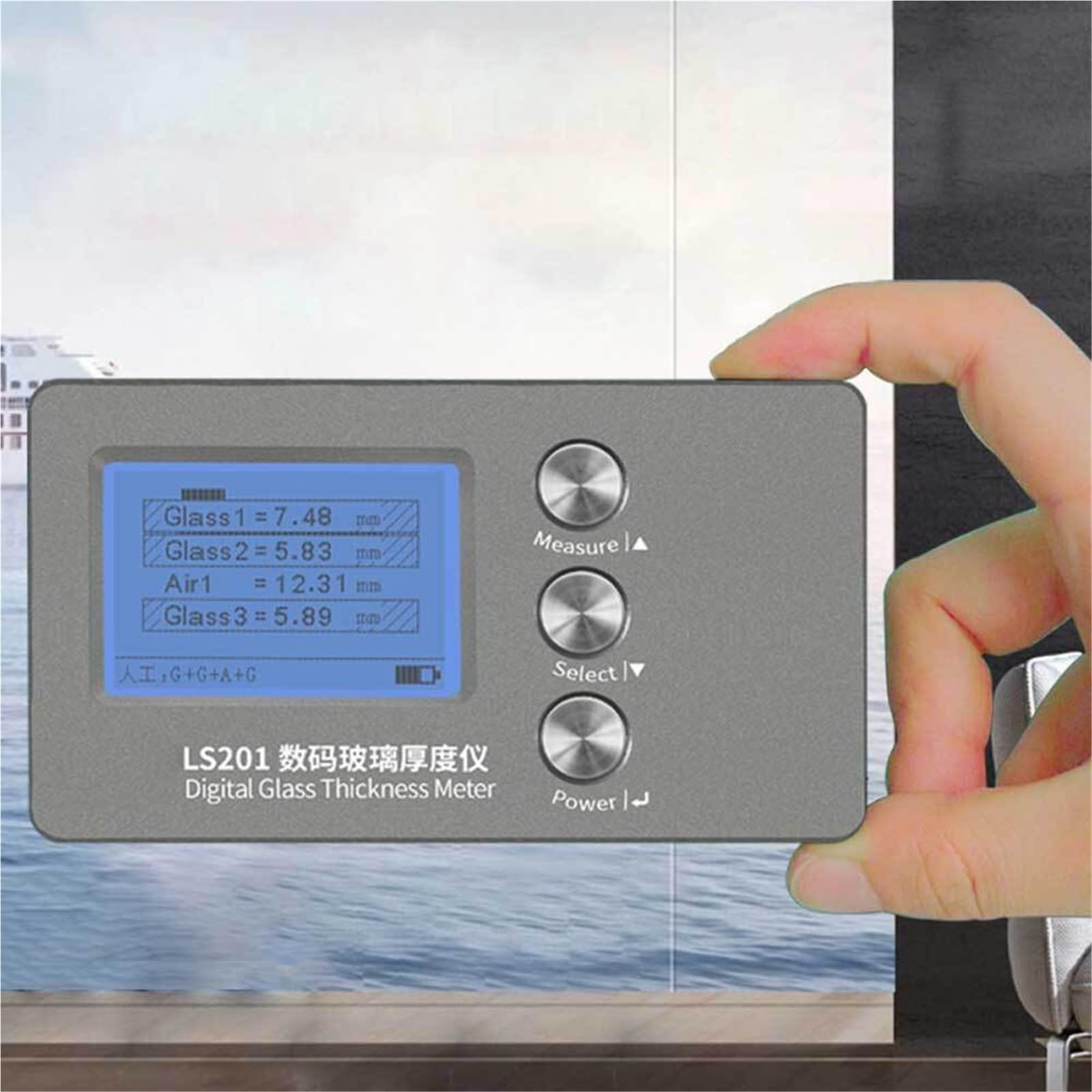 Misuratore di spessore del vetro digitale LS201, misuratore for isolante laminato temperato cavo IG con doppio LS200 per la fabbrica(LS201)