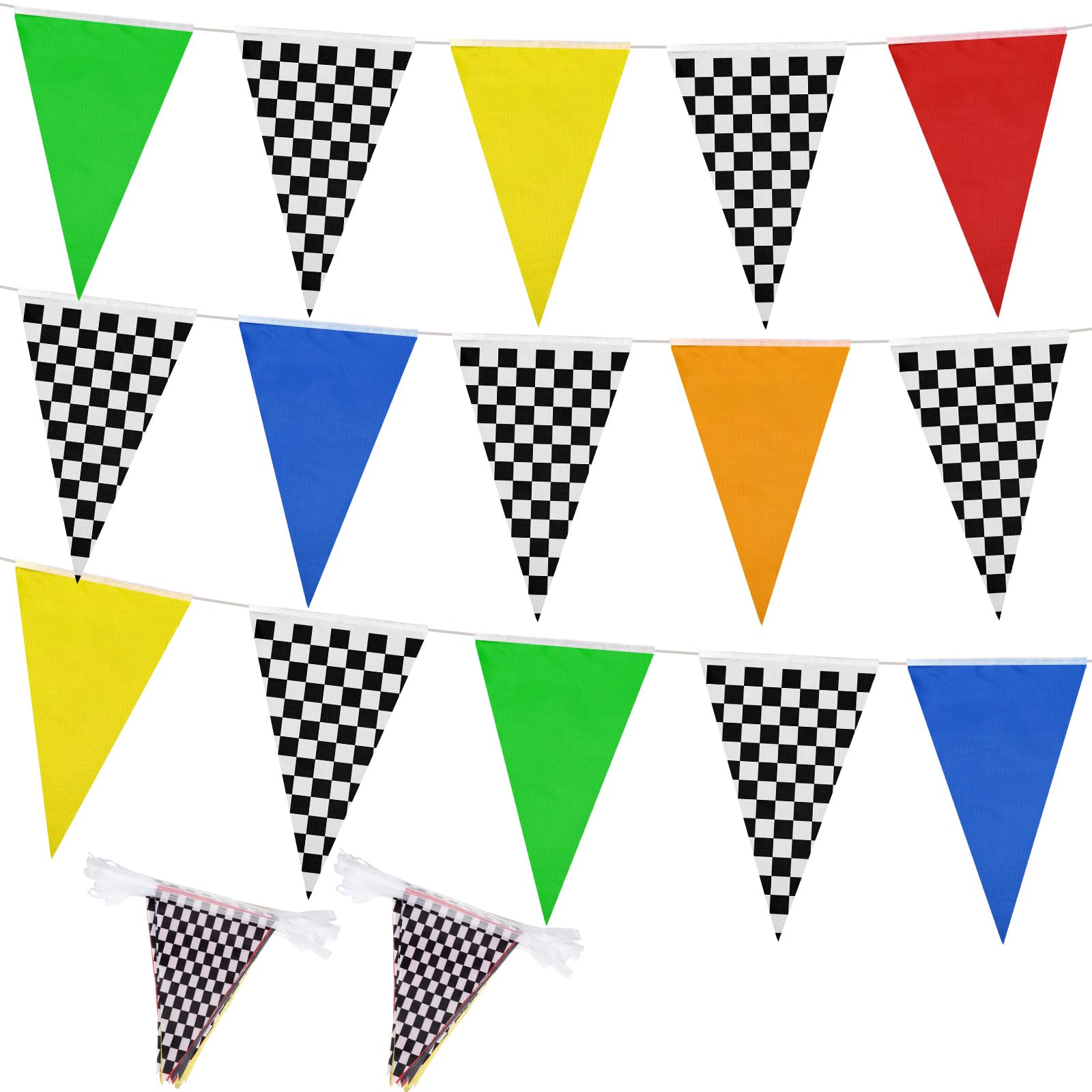 Hahafelt 131 Feet Car Them Party Pennant Banner 4 Pcs Truck Fabric Triangle Flags Bunting Garland Streamer DIY String Hanging Racing Birthday Party