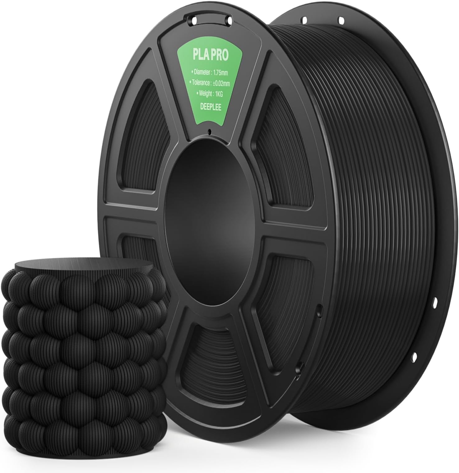 DEEPLEE PLA PRO Filament 1.75mm, Stronger Toughness 3D Printer Filament, PLA Filament Dimensional Accuracy +/- 0.02 mm, Neatly Wound, Fits Most FDM 3D Printer, 1KG Black