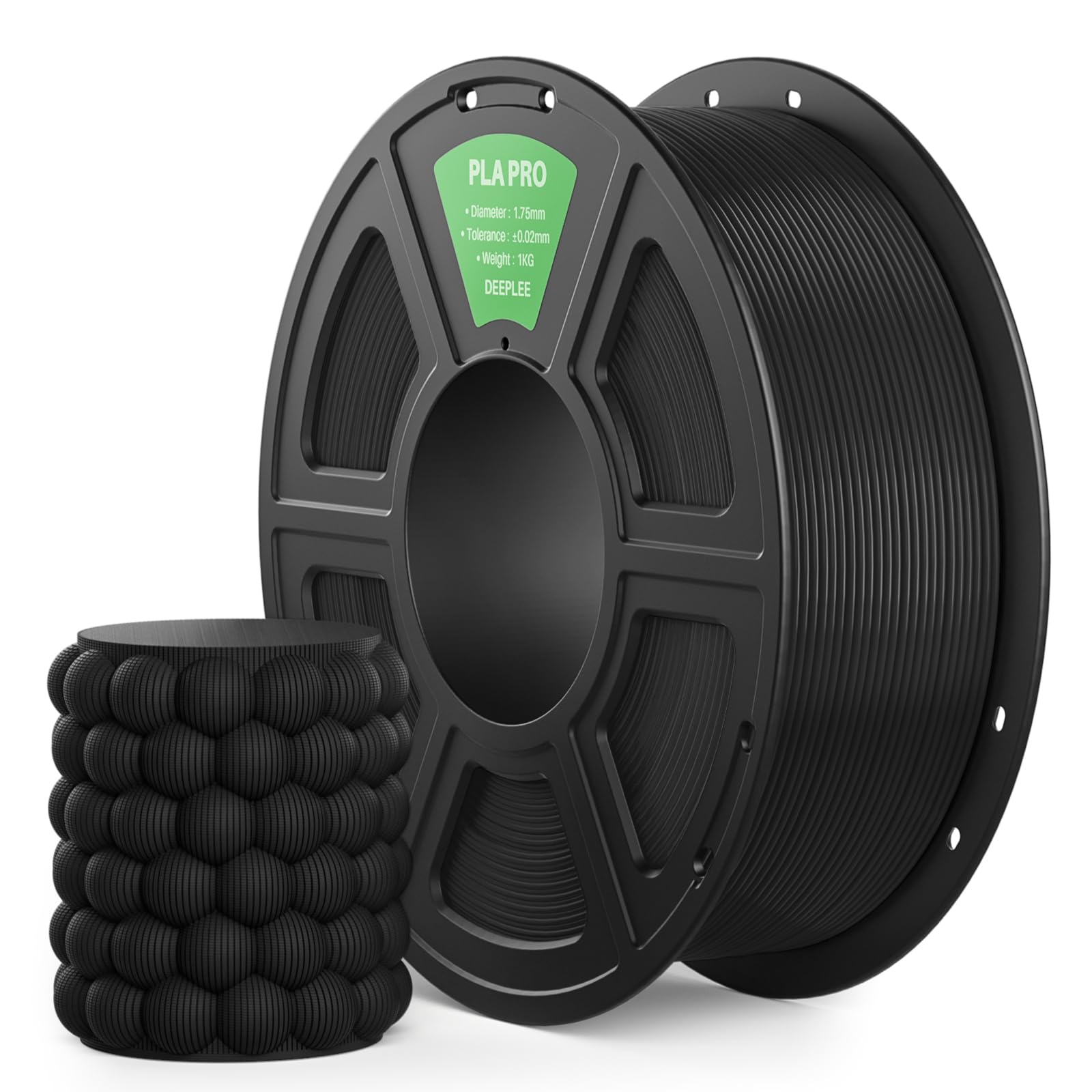 deeplee pla pro filament 1.75mm, stronger toughness 3d printer filament, pla filament dimensional accuracy +/- 0.02 mm, neatly wound, fits most fdm 3d printer, 1kg black