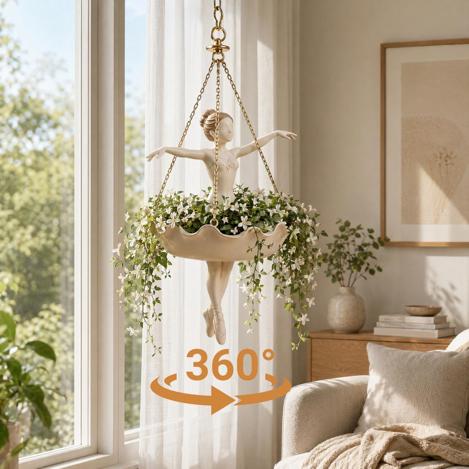 Vaso da fiori a forma di ballerina danzante da appendere, simpatici vasi a forma di testa di fiore, vaso decorativo in resina per piante grasse e piante ricadenti, porta-piante artistico a