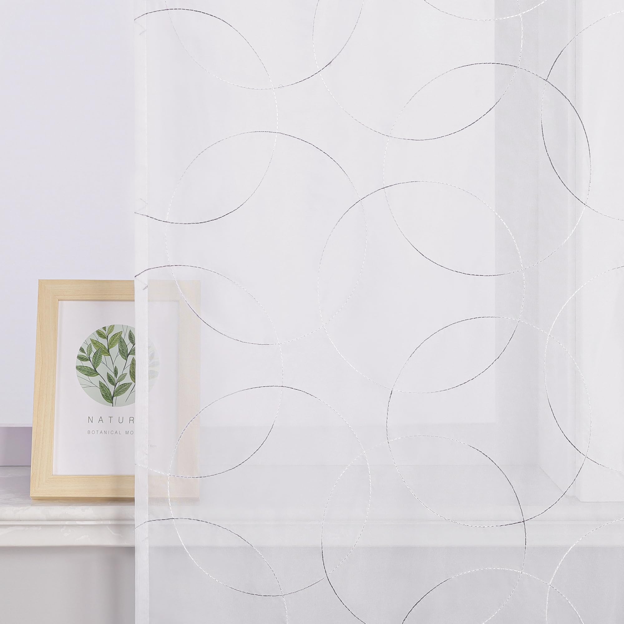 HeichkelL Schiebegardinen 2er-Set Weiß - Halbtransparente Voile Vorhänge 57x225cm