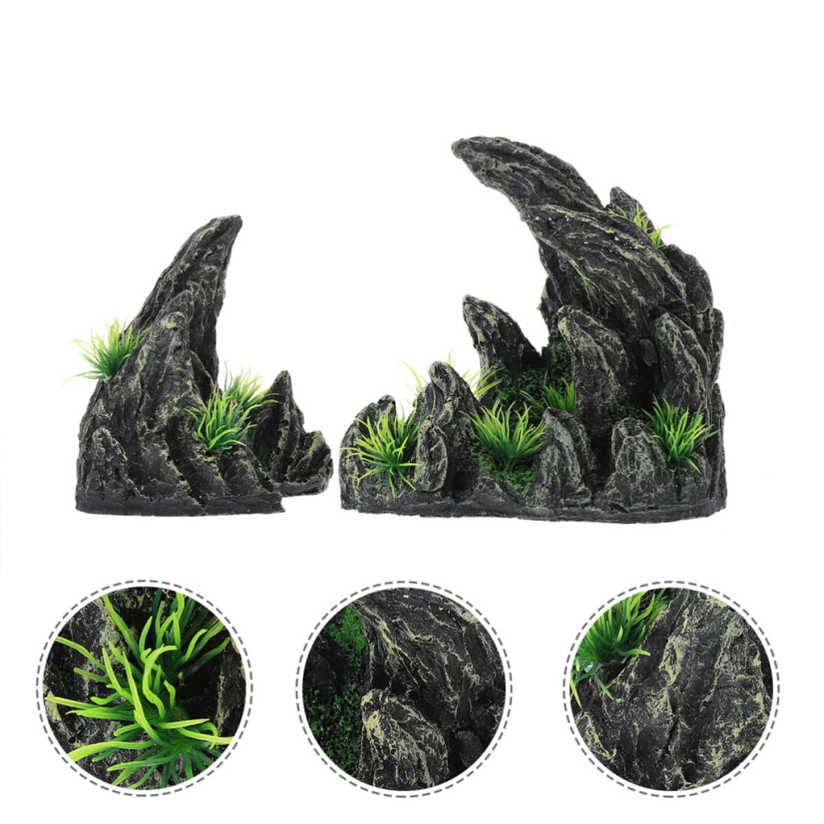 GALPADA Adornos para Acuario 2piezas de Resina Diseño de Montaña Falsa y Cueva para Decoración de Pecera y Hábitat de Peces
