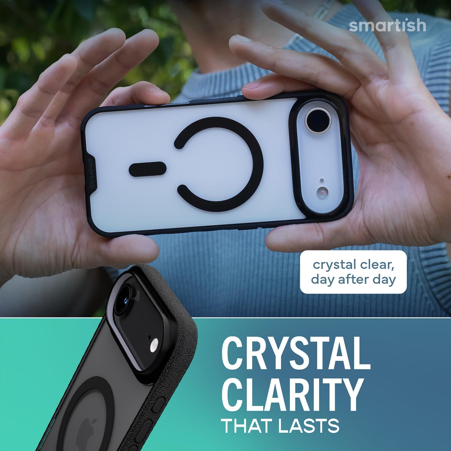 Smartish® iPhone Air MagSafe Clear Case + Crossbody Lanyard Strap - Magnetic Slim Case - Anti-Yellow Thin Grip Cover + Detachable Shoulder Neck Strap for Apple iPhone Air - Clearly Clear