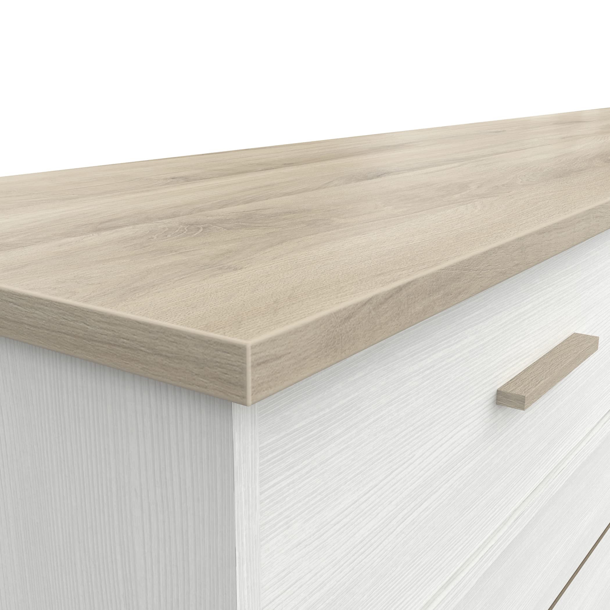 PEGANE Enfilade de 2 Portes coulissantes Coloris chêne kronberg/Blanc - Longueur 200 x Profondeur 45 x Hauteur 89,3 cm