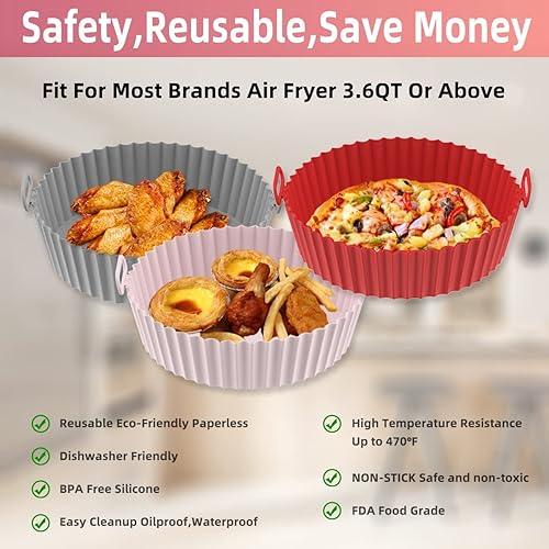 Miniatura 8 de AGSYFFD Sartén de silicona de silicona de 8.6 pulgadas, sartén de silicona para freidora de aire, sartén de silicona antiadherente, accesorios de