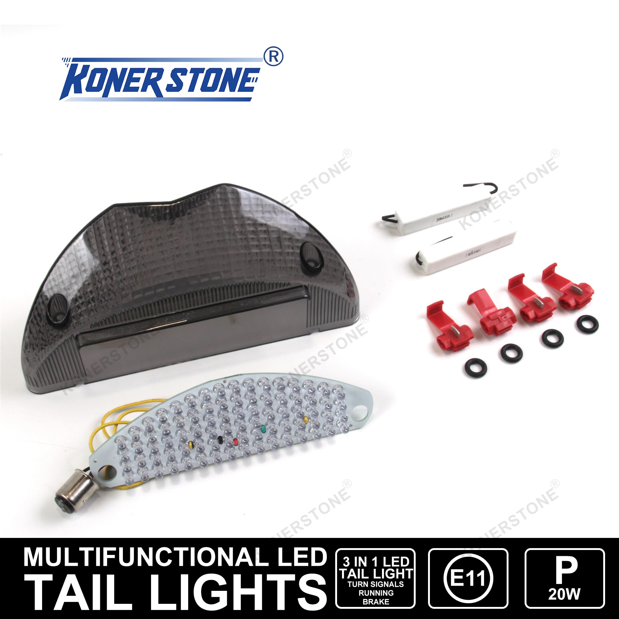 E-MARK - Luz trasera para BMW F650GS 2005 2006 / R1200GS 2004-2007, intermitente, luz trasera, accesorios de repuesto integrados para motocicleta F 650 GS 650 1200 GS650 GS1200 lente transparente