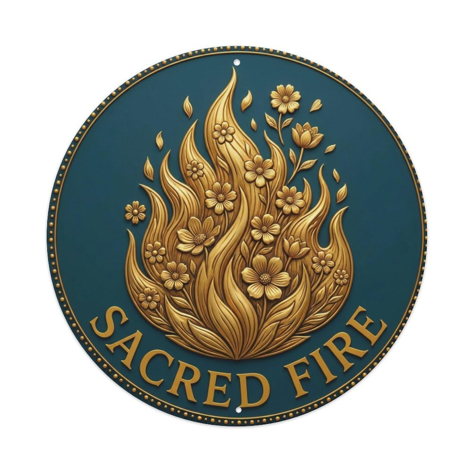 Vintage Sacred Fire Flower Zen Yoga Metal Tin Sign