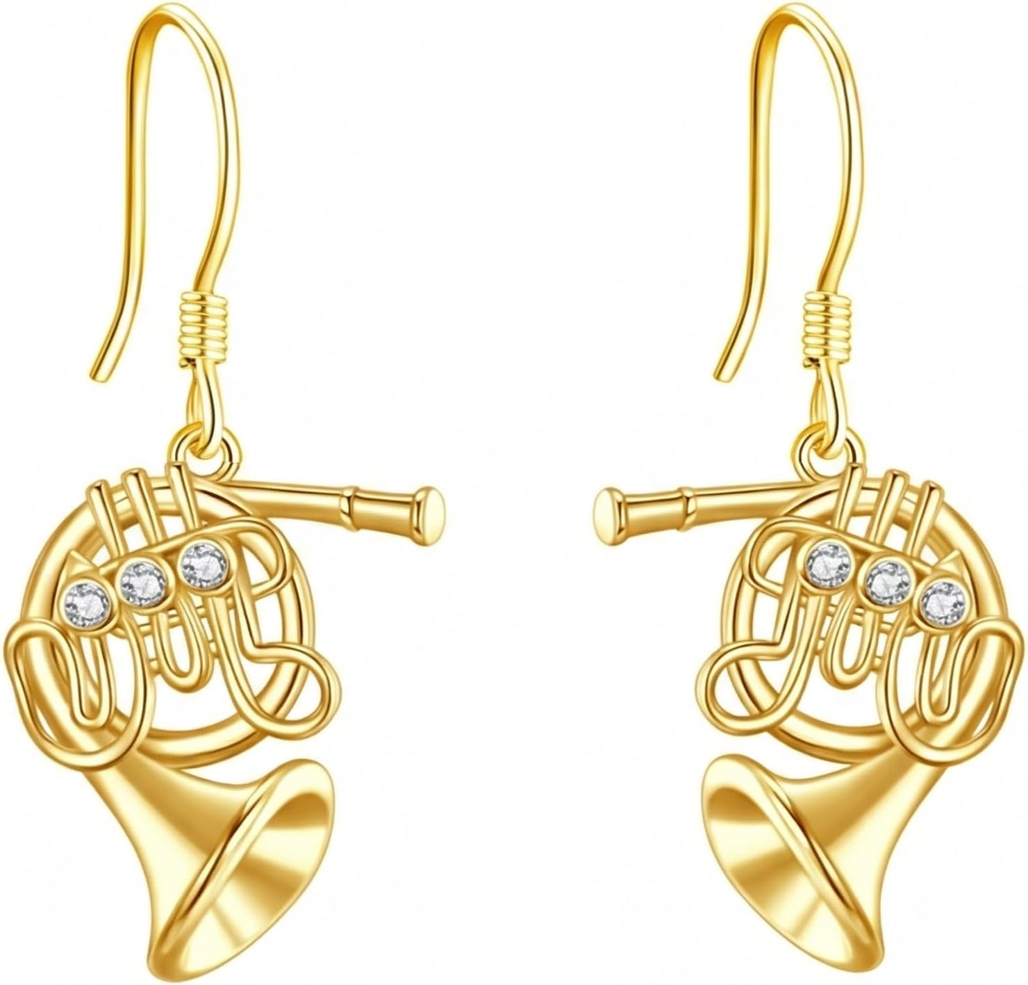 URONE Music Instrument Earrings 925 Sterling Silver Trumpet/Guitar/Clarinet/French Horn Earrings Instrument Jewelry Gifts For Women