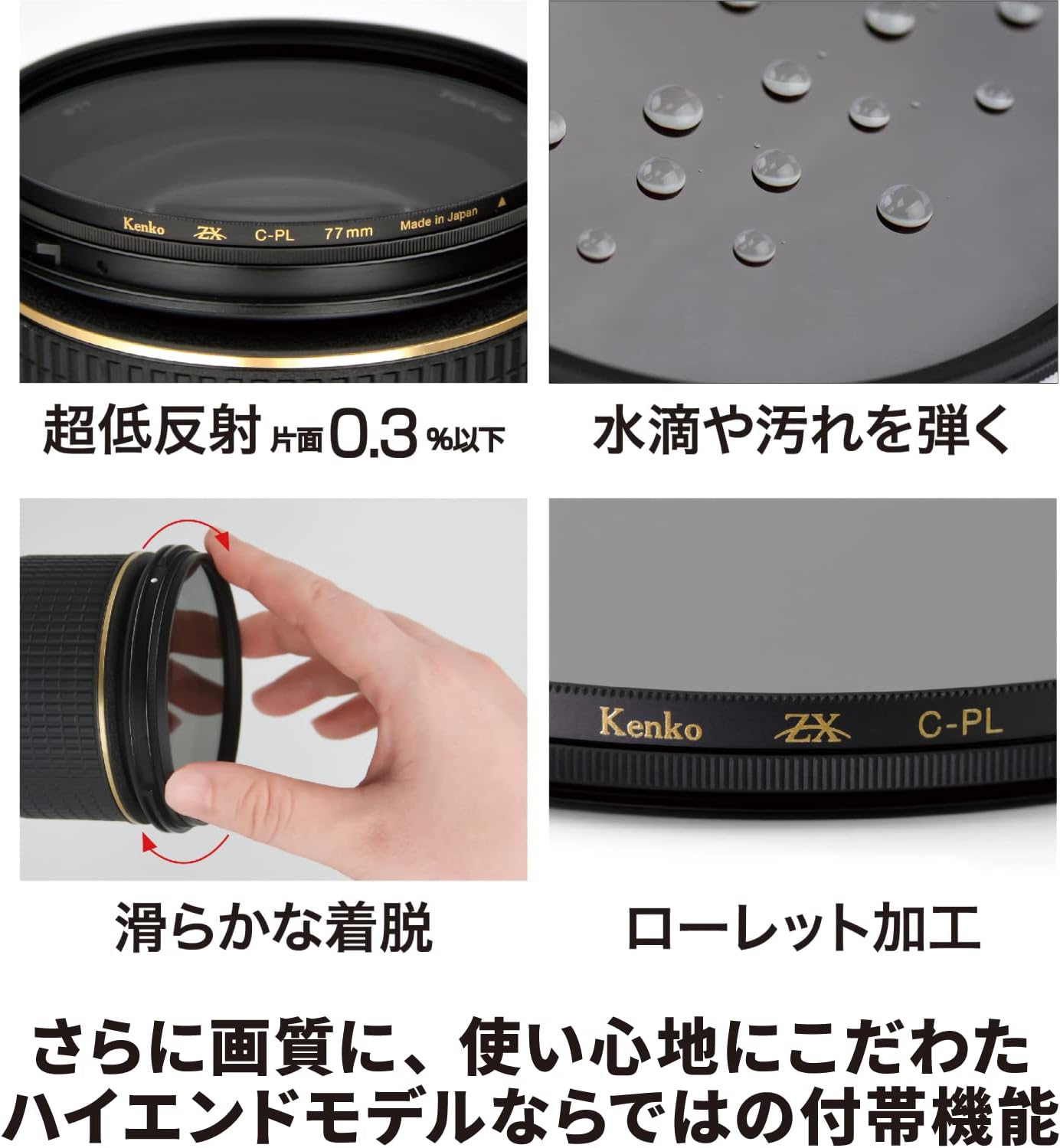 Kenko PL Filter ZX Circular PL 55 mm high Transmittance polarizing Film Employing Water-Repellent Oil Repellent Coating Floating Frame System 545522