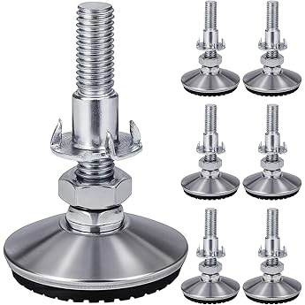 Pack of 6 Adjustable Feet M10 x 50 mm Height-Adjustable Feet Stainless Steel Furniture Feet Height Adjustable Furniture Feet Adjustable for Furniture Table Legs Cabinet Legs and Sofa