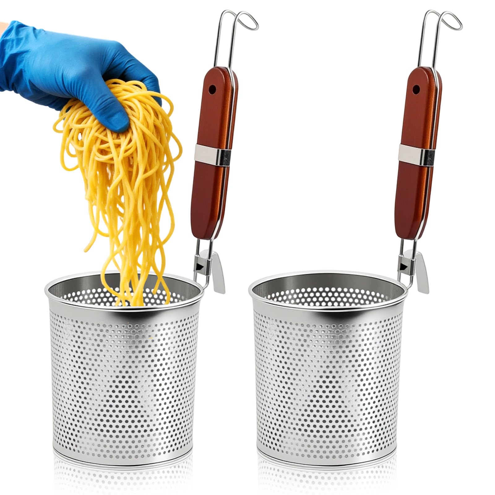 2 Pezzi Di Cestelli Divisori per Pasta in Acciaio Inox, 14 cm + 12cm Separatore Pasta per Pentola con Manico, Ideale per Tagliatelle, Verdura e Cibo Cinese