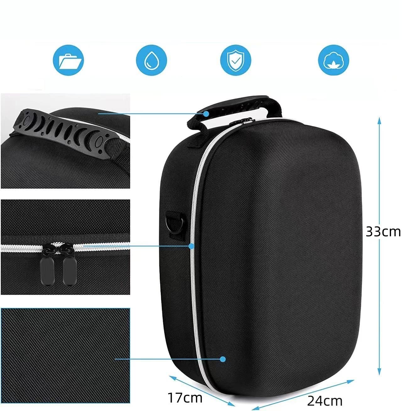 Hartschalenkoffer schützende Aufbewahrungstasche für PSVR2, VR-Headset & Controller Reise Box Organizer mit Schulterriemen, VR-Zubehör Schutzhülle, 33 * 24 * 17cm