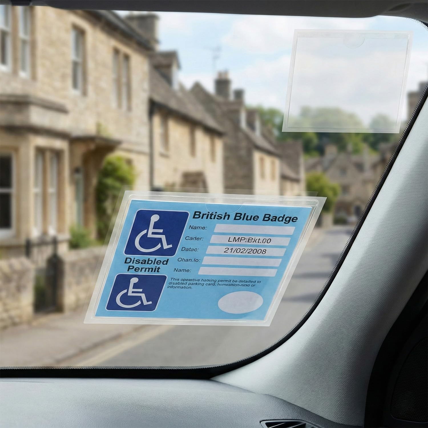 Tabanzhe 2 soportes para permisos de coche para parabrisas, transparente autoadhesivo, funda protectora trasera adhesiva, para billetes, tarjetas de discapacitados, notas, insignias