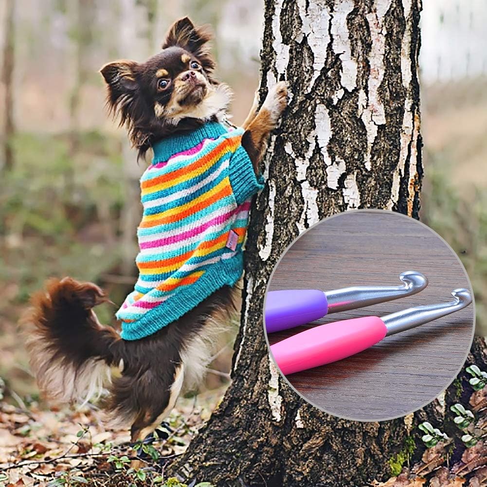 2pcs Anti Slip Crochet Hooks Set - Ergonomic Handles for Extreme Comfort. Perfect for Arthritic Hands- Smooth Needles for Superior Results and to use with All Patterns and Yarns.(7-8mm,Random Color)
