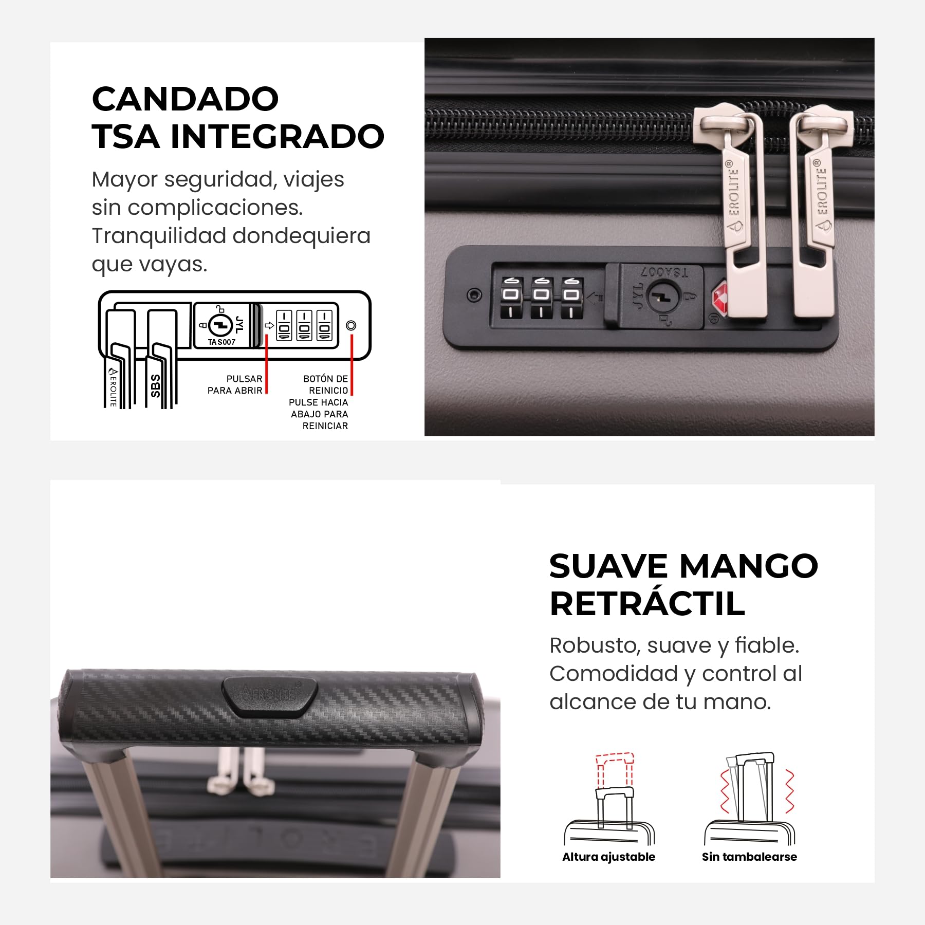 Aerolite 55x40x20cm Maleta de cabina Equipaje de mano rígida ligera 55x40x20 con 2 ruedas y Candado aprobado por la TSA, Aprobada por Ryanair Prioridad, Veuling Tap Portugal y muchas otras Aerolíneas