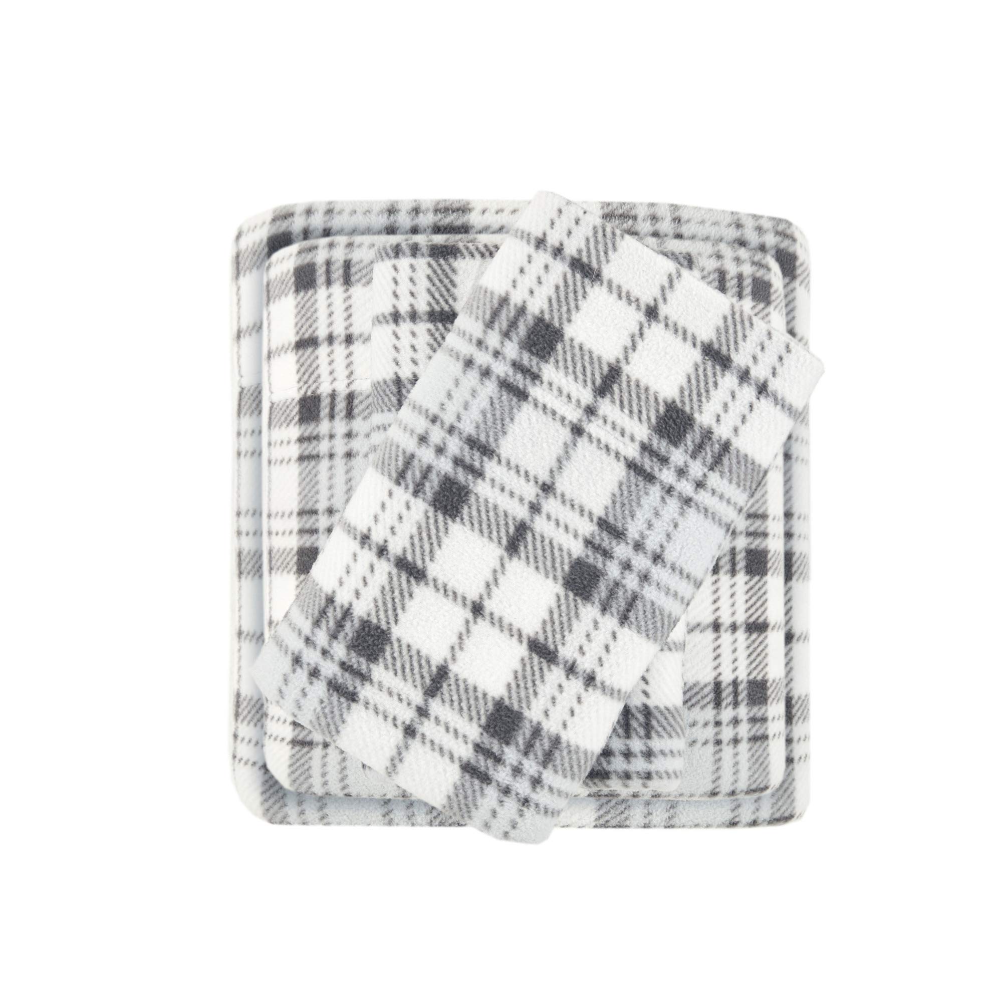 JLA Home True North by Sleep Philosophy Microfleece Sheet Set Grey Plaid King