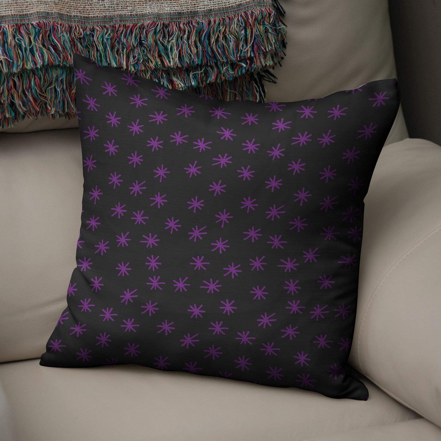 BonaMaison Federa Per Cuscino 35x50 Cm In Cotone, Colore Viola-Nero, Prodotta In Turchia, Morbida E Traspirante, Per Divano, Camera Da Letto, Decorazione Interni/Esterni
