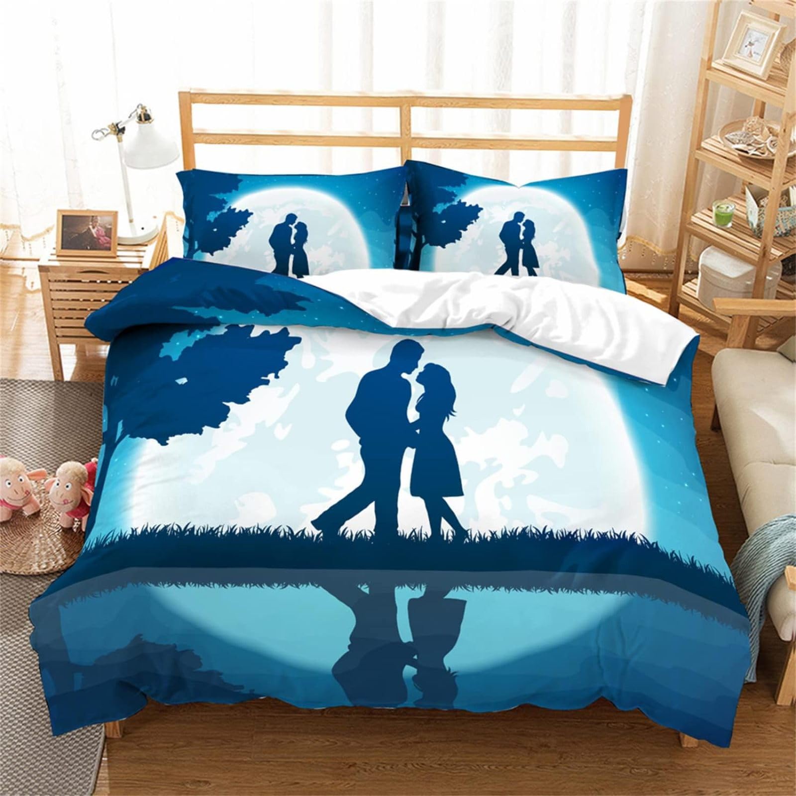 Bettwäsche 260x240 PäRchen Bettwäsche-Set mit Reißverschluss Schließung + 2 Kopfkissenbezug 80x80 cm - Weicher Atmungsaktive Mikrofaser Bettbezug für Erwachsene Kinder