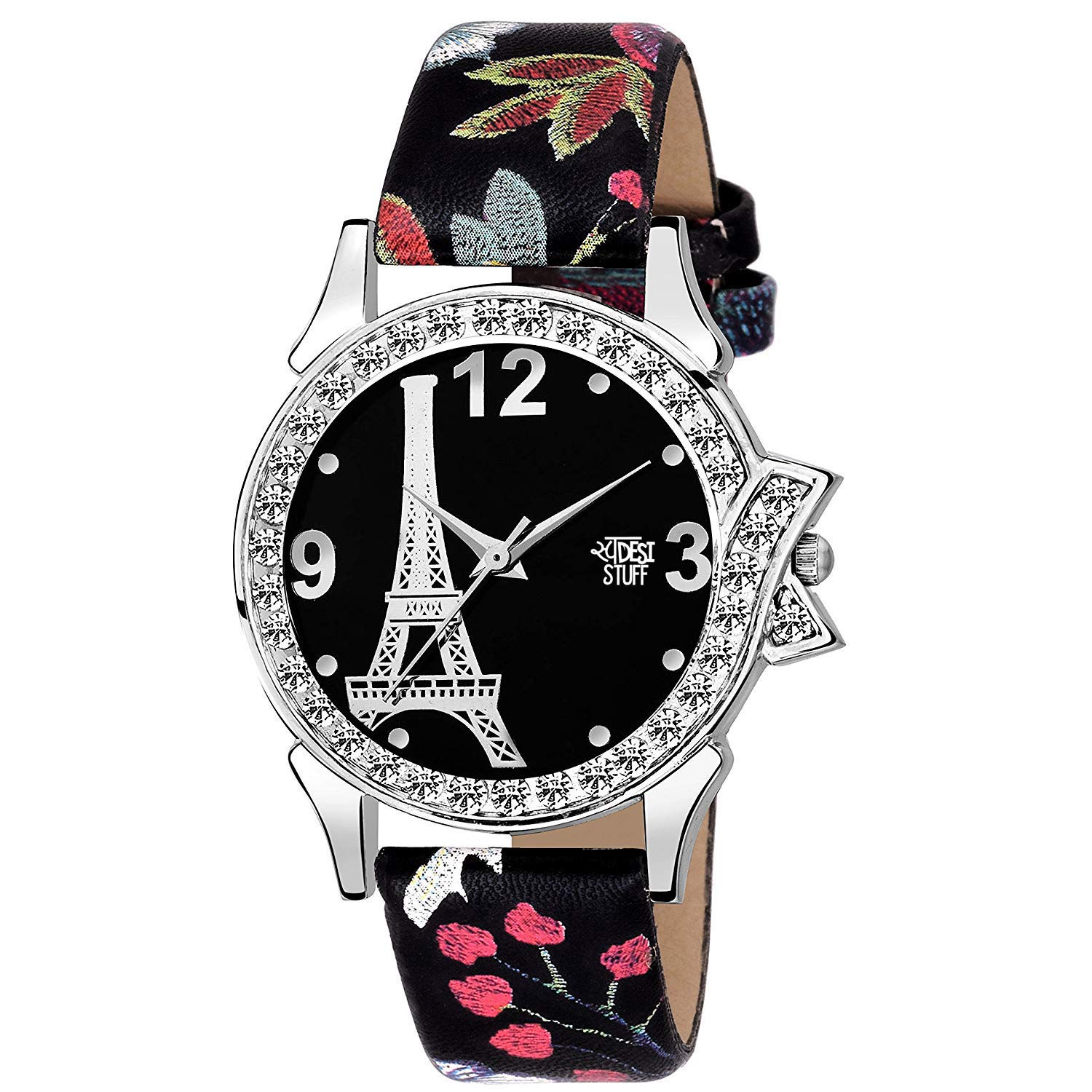 SWADESI STUFFArtistic Love Symbol Eiffel Tower Paris Sophia Black Analog Watch for Girls and Women Watch - for Girls