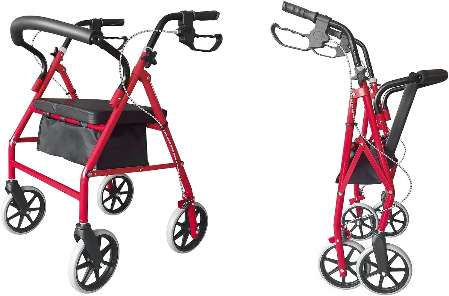 Folding Four Wheel Rollator, Lightweight Mobility Walker with Seat