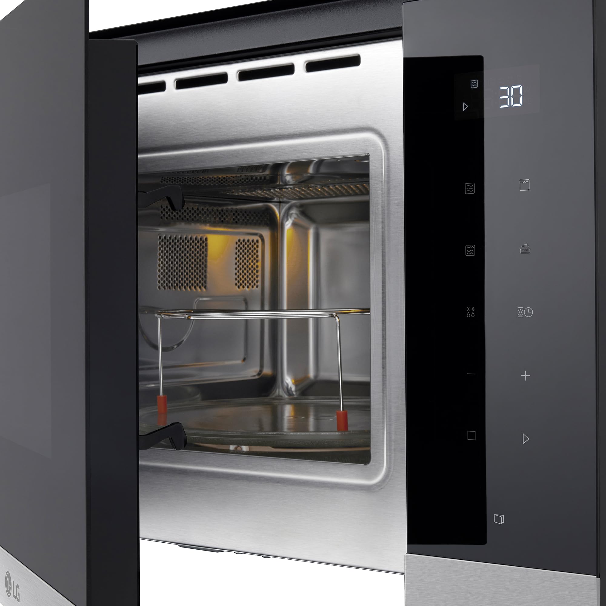 LG Microondas Grill Integrable MG7Z2593D, 900W, 25L, Negro y Acero, Control Táctil, Descongelación Automática