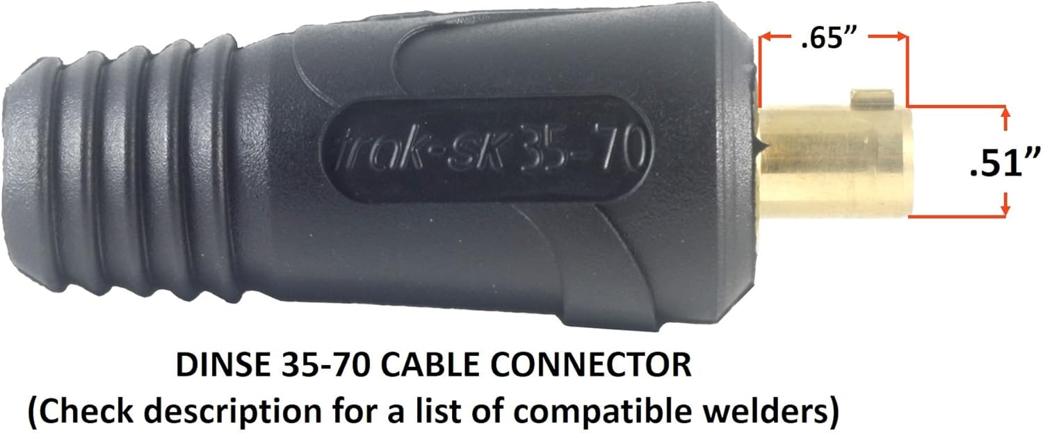 SÜA - 350 Amp Welding Ground Clamp Lead Assembly - Dinse 35-70 Connector - 1/0 AWG 100% Copper Cable (15 FEET)