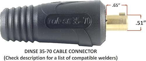 Miniatura 2 de Juego de cables de soldadura de 200 amperios  Conector Dinse 35-70  Cable #2 AWG (15 pies cada plomo)