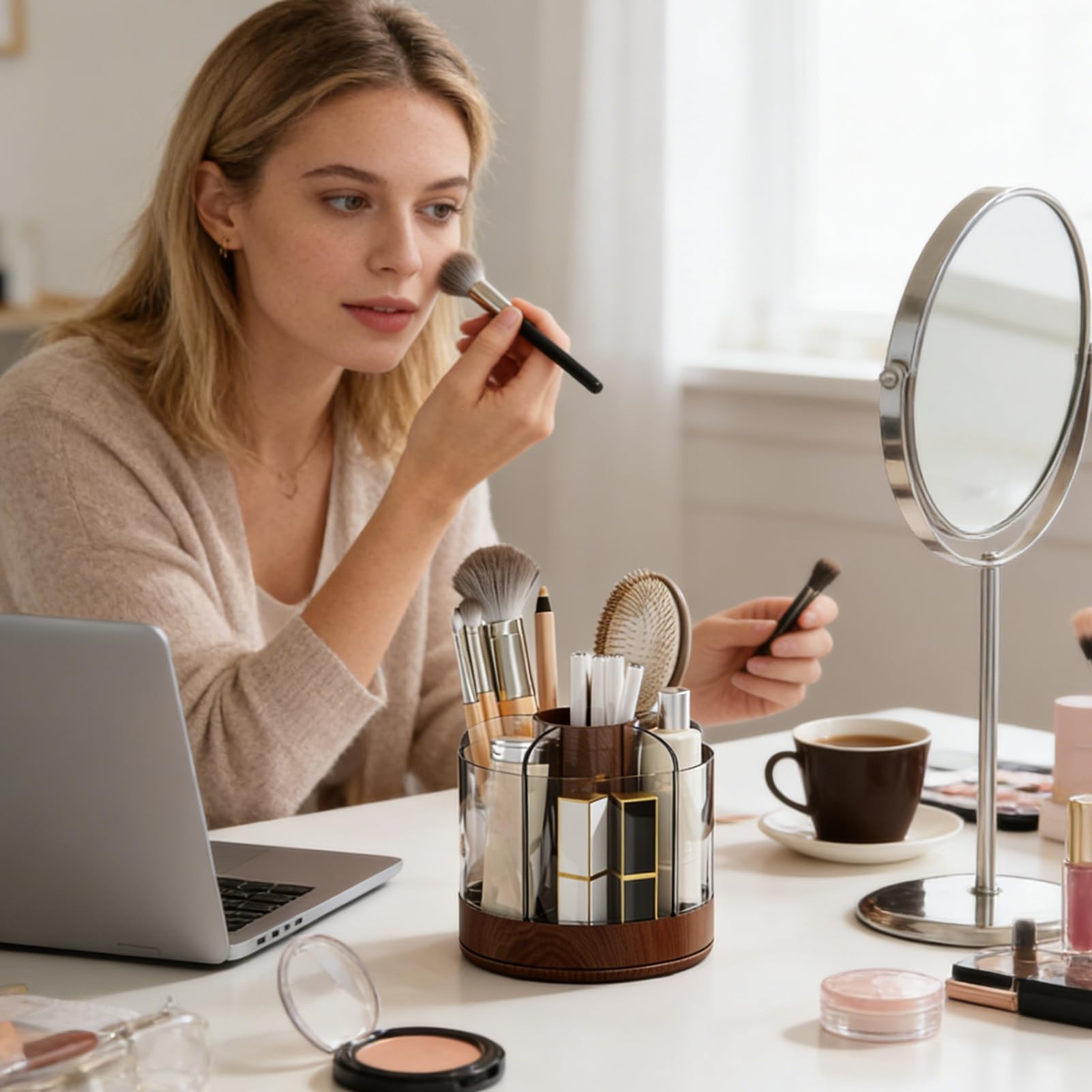 Makeup Pinsel Aufbewahrung Großes Fassungsvermögen 360 Grad Drehbar