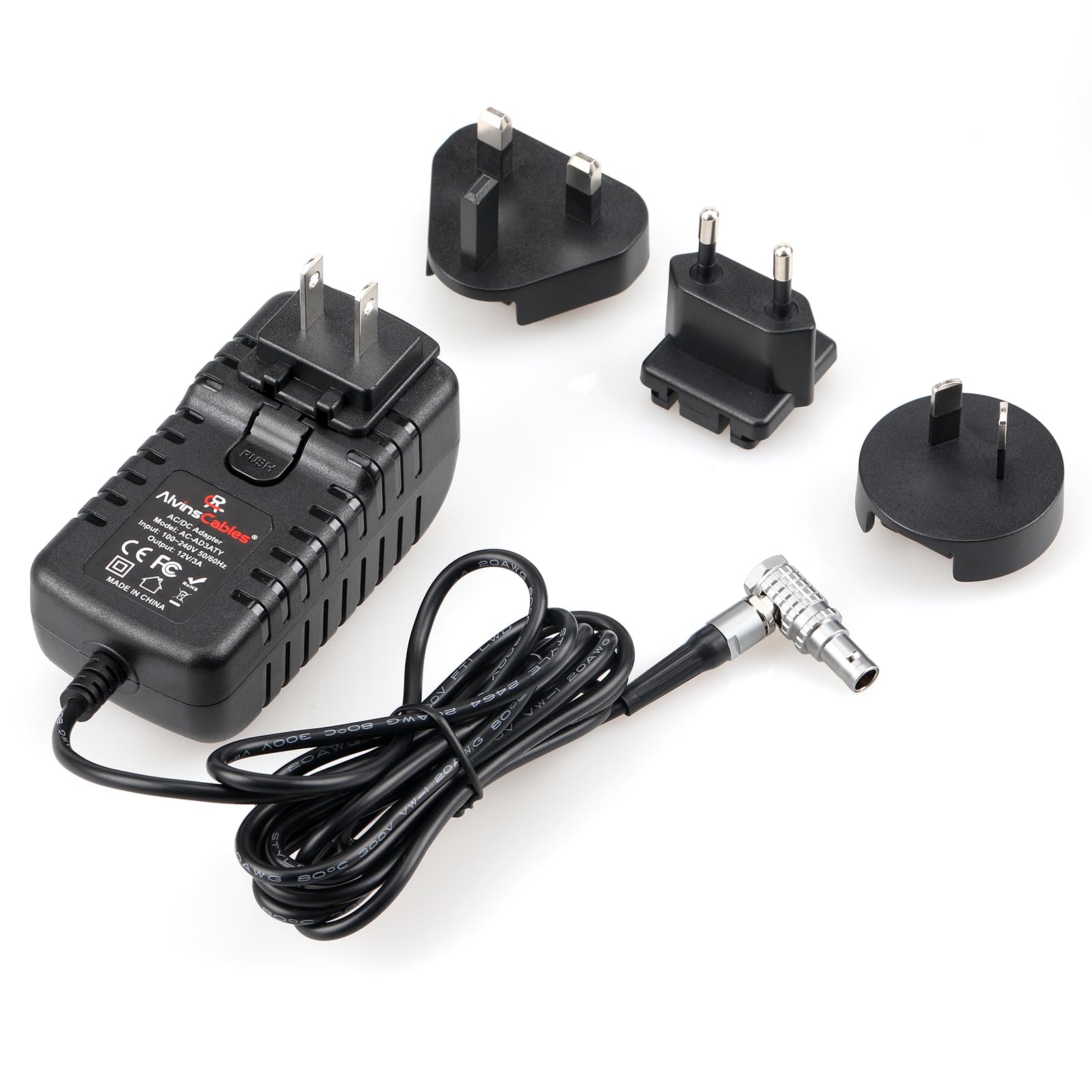 Alvin's Cables Teradek zasilacz kabel konwerter kąt prosty 2 styki na uniwersalny AC z amerykańską wtyczką EU EU do Z Cam E2 flagowy Teradek Cube Hollyland Cosmo 600