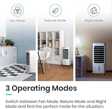Pro Breeze Evaporative Air Cooler For Room Cooling Fan - 3-in-1 Air Cooler Portable with 6 QTS Tank, 70 Oscillation & 7hr Timer - Portable Swamp Cooler with Remote Control