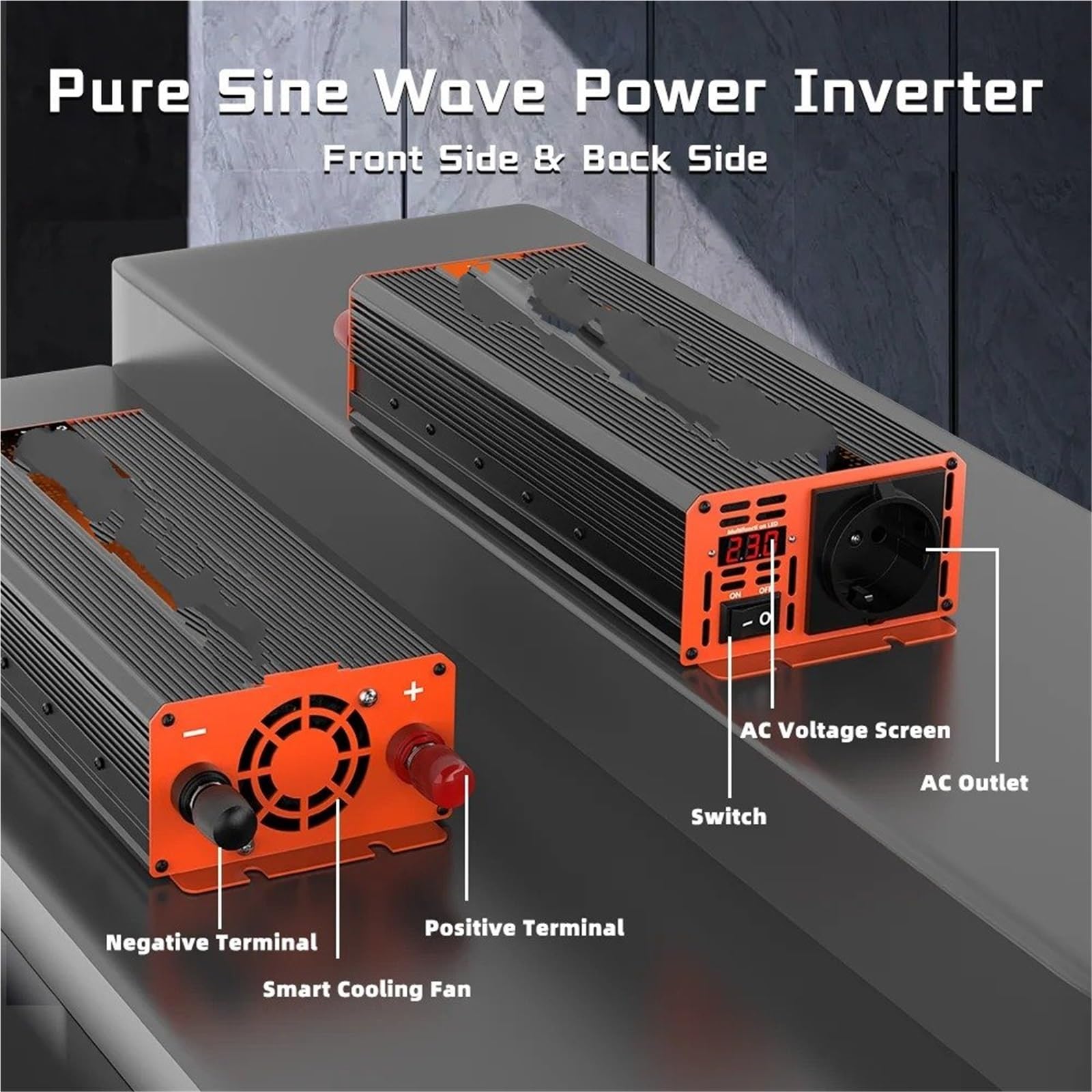 Inversor para Inversor De Onda Sinusoidal Pura DC 12V A AC 220V 60HZ Enchufe Europeo 2500W para El Hogar RV Coche