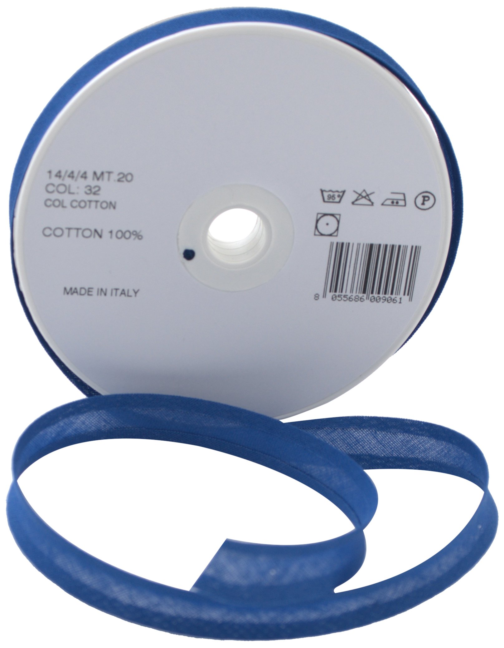 Inastri 14/ 4/ 4 mm Cotton Bias Binding, Blue (Blue) 32