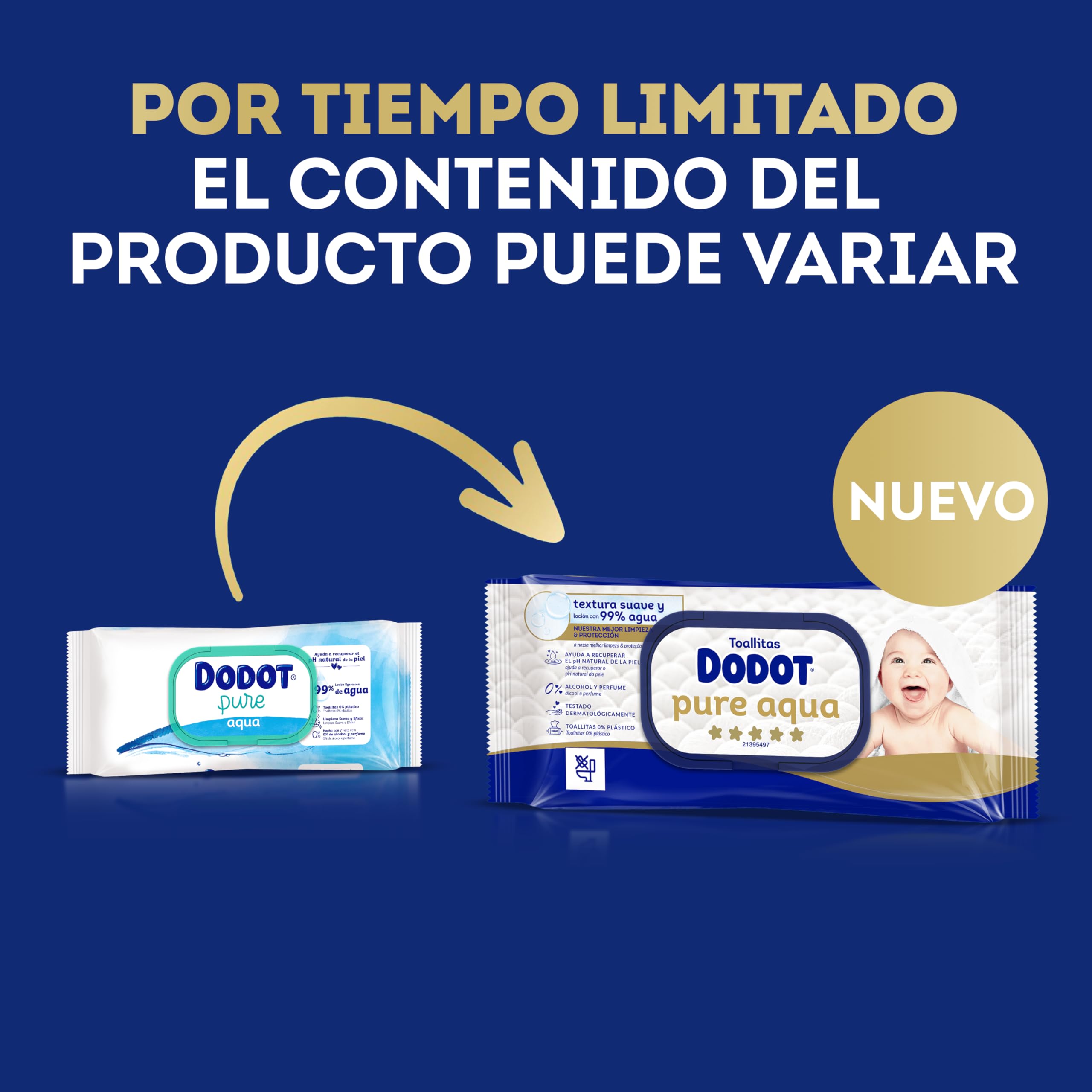 Dodot Pure Aqua Baby Wipes, 1152 Wipes (24 Packs of 48 Counts), Helps Restore Skin Natural PH, 99% Water, Plastic Free (Packaging May Vary) Product Image 2