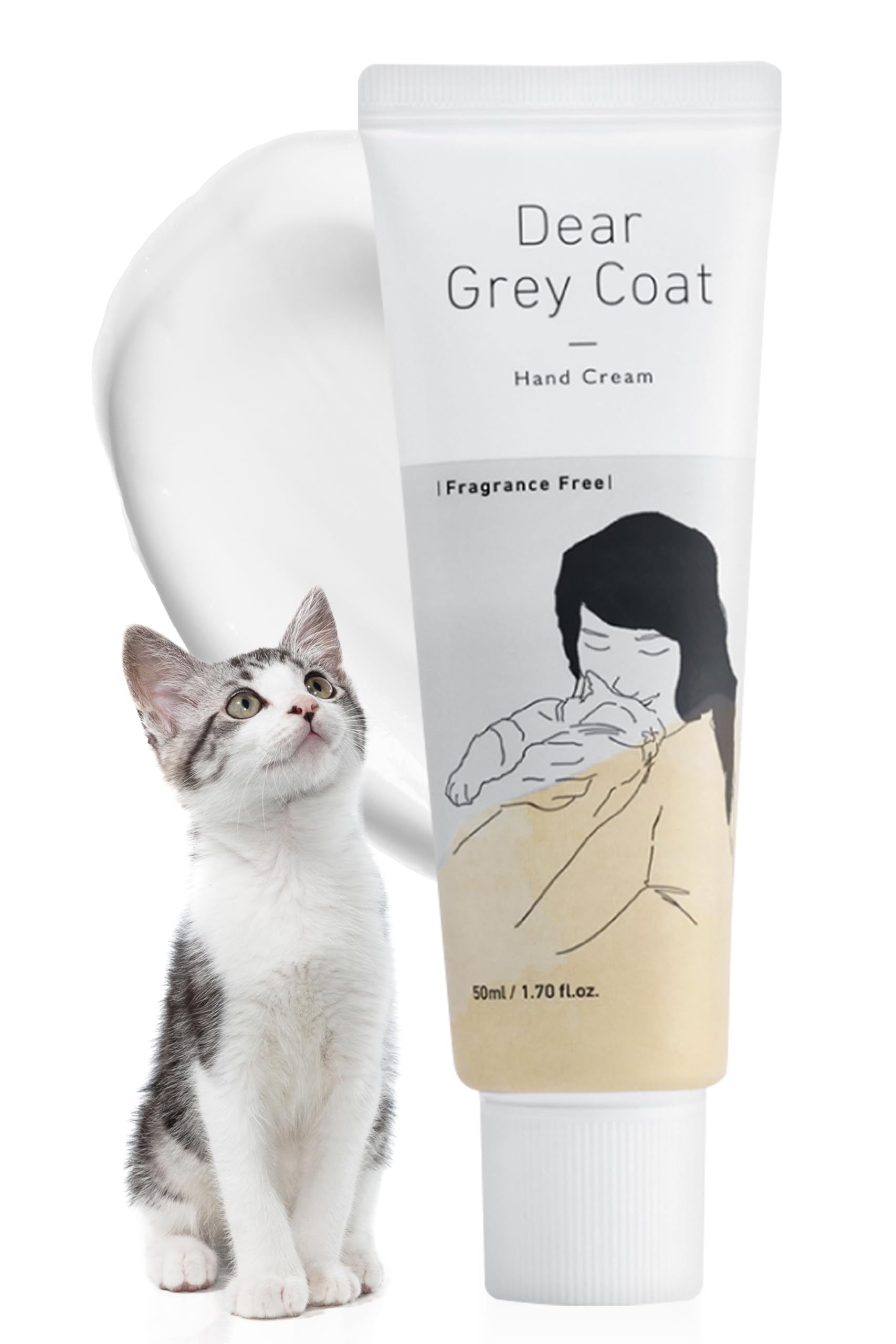 Hand Cream for Cat Lovers - Non-Greasy, Fragrance Free, Natural Shea Butter Hand Lotion with Cat Safe Ingredients for Pet Lovers, 1.7fl.Oz