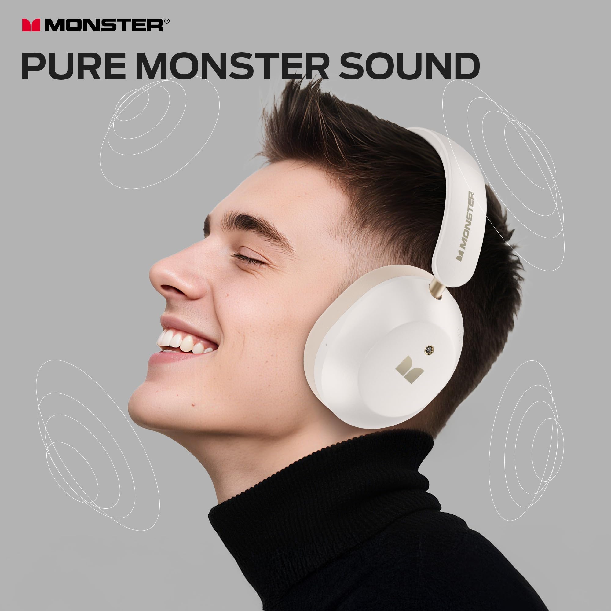 Monster Persona 6th ANC Active Noise Cancelling Headphones, Bluetooth Headphones Over Ear with HiFi Stereo Audio, 60H Playtime, 3 EQ Modes, Bluetooth 6.0, Wireless Headphones for Travel, White - 3