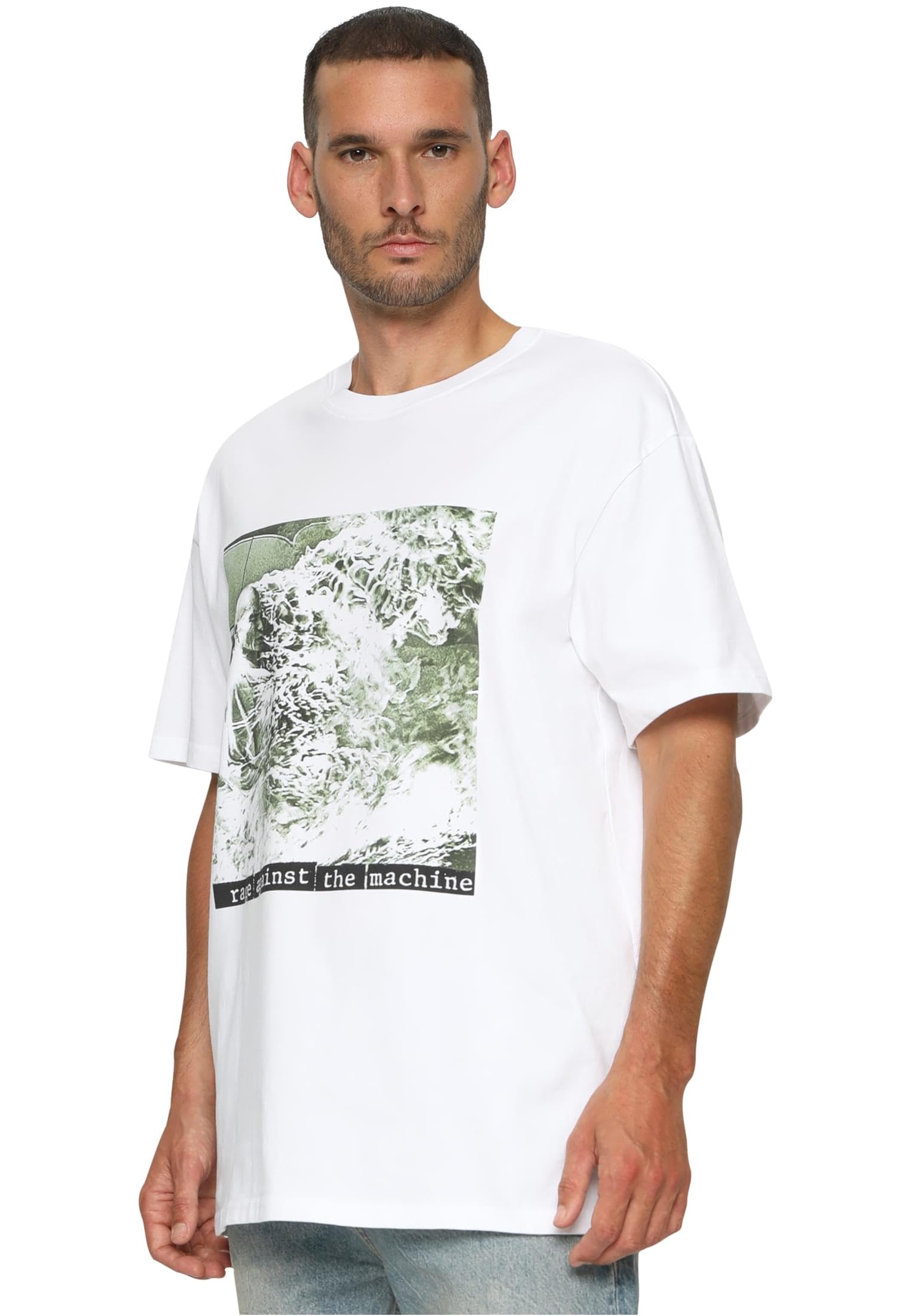 Mister Tee Men's White Rage Against The Machine Oversize Tee, Xxl