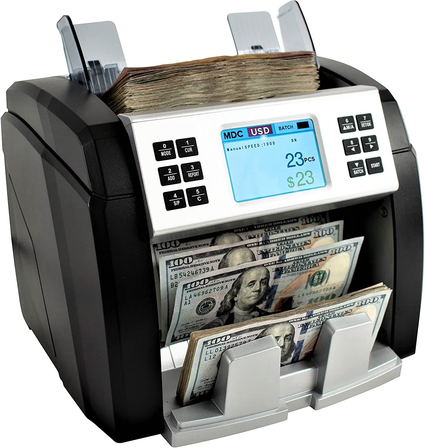 V-Cash 14 Mixed Multi Currency Counter with Advanced Fake & Counterfeit Note Detection Including New UAE (5, 10, 50, 500 & 1000) with (AED-USD-EUR-GBP-SAR-QAR-BHD-ZAR-LBP-INR-PKR-CHF-OMR-SYP).
