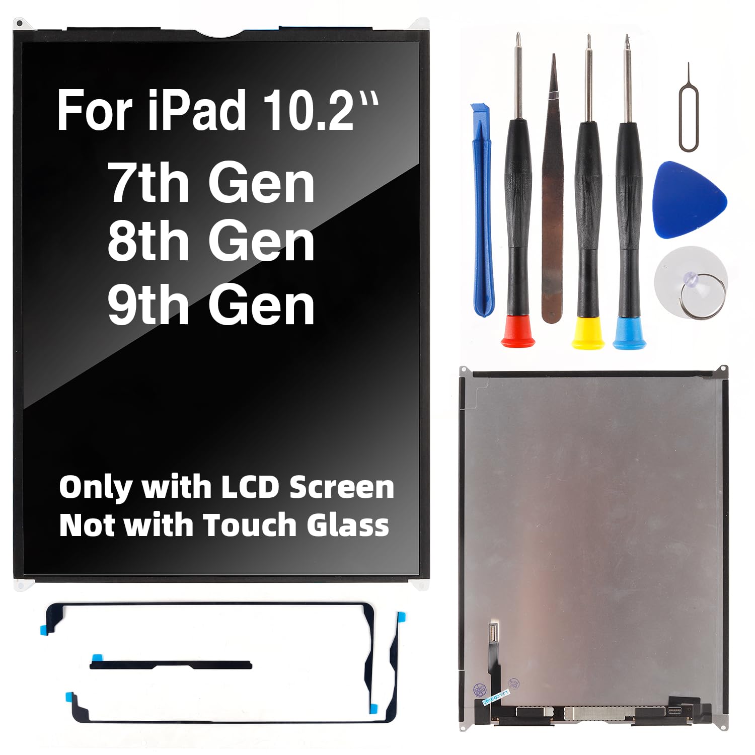 for iPad 7th 8th 9th Generation 10.2" LCD Display Screen Replacement with Repair Kits (Not Touch Glass) Specialized for Repair Shops, Factory Direct