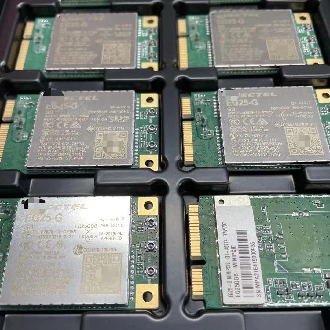 Multiple EG25-G modules in a manufacturing tray, showcasing bulk production.