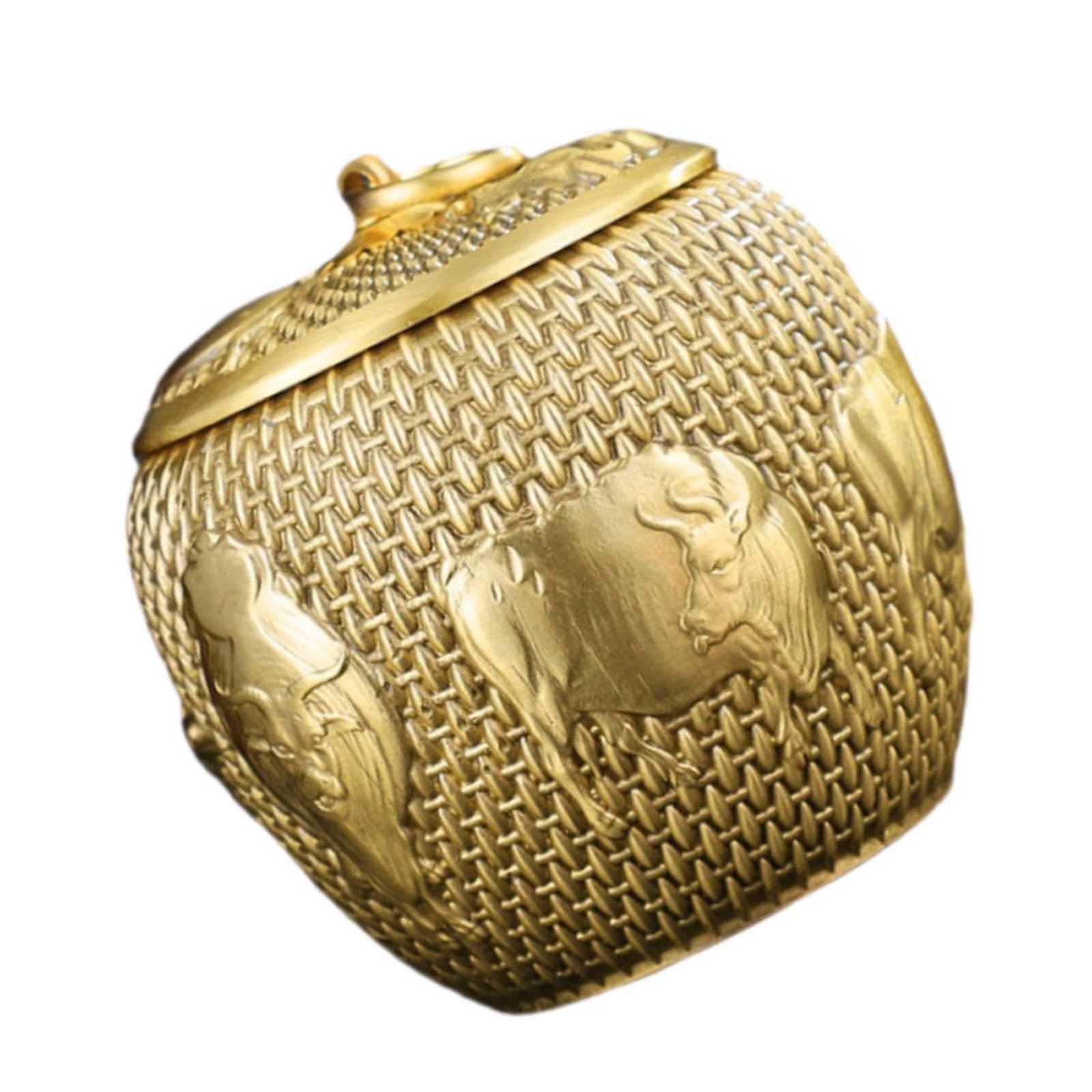 HDOYTXXM Brass Teas Container Decorative Brass Storage Jar Suitable for Keeping Dried Fruits Freshness in Kitchen Small Storage Box