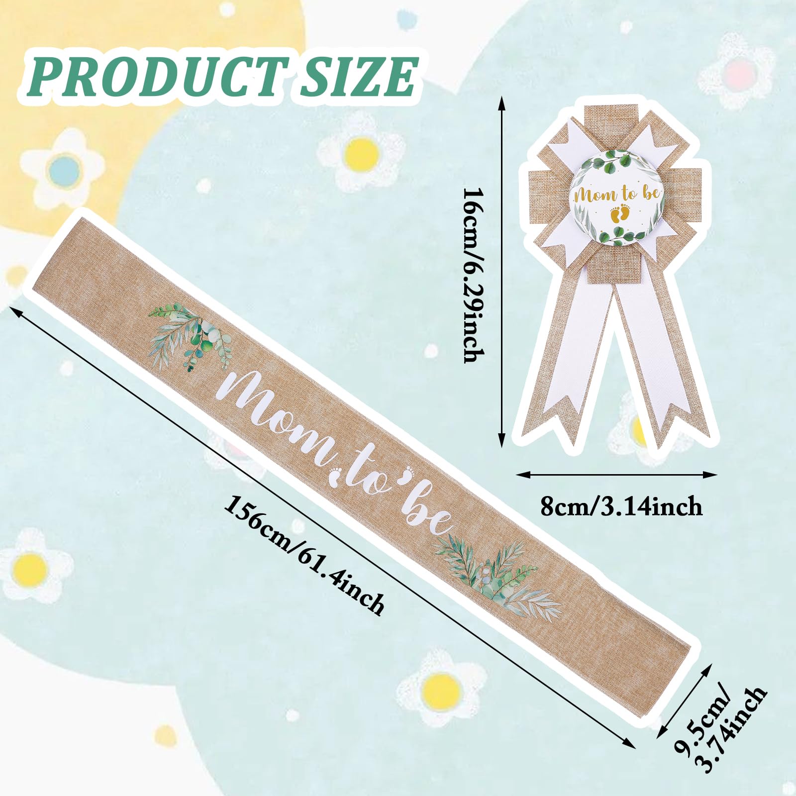 Pościel 'Mom to Be' szarfa zestaw baby shower dekoracje jutowe mama to be szarfa tata to be pin baby shower szarfa dla ciężarnej mamy prezent dekoracje imprezowe