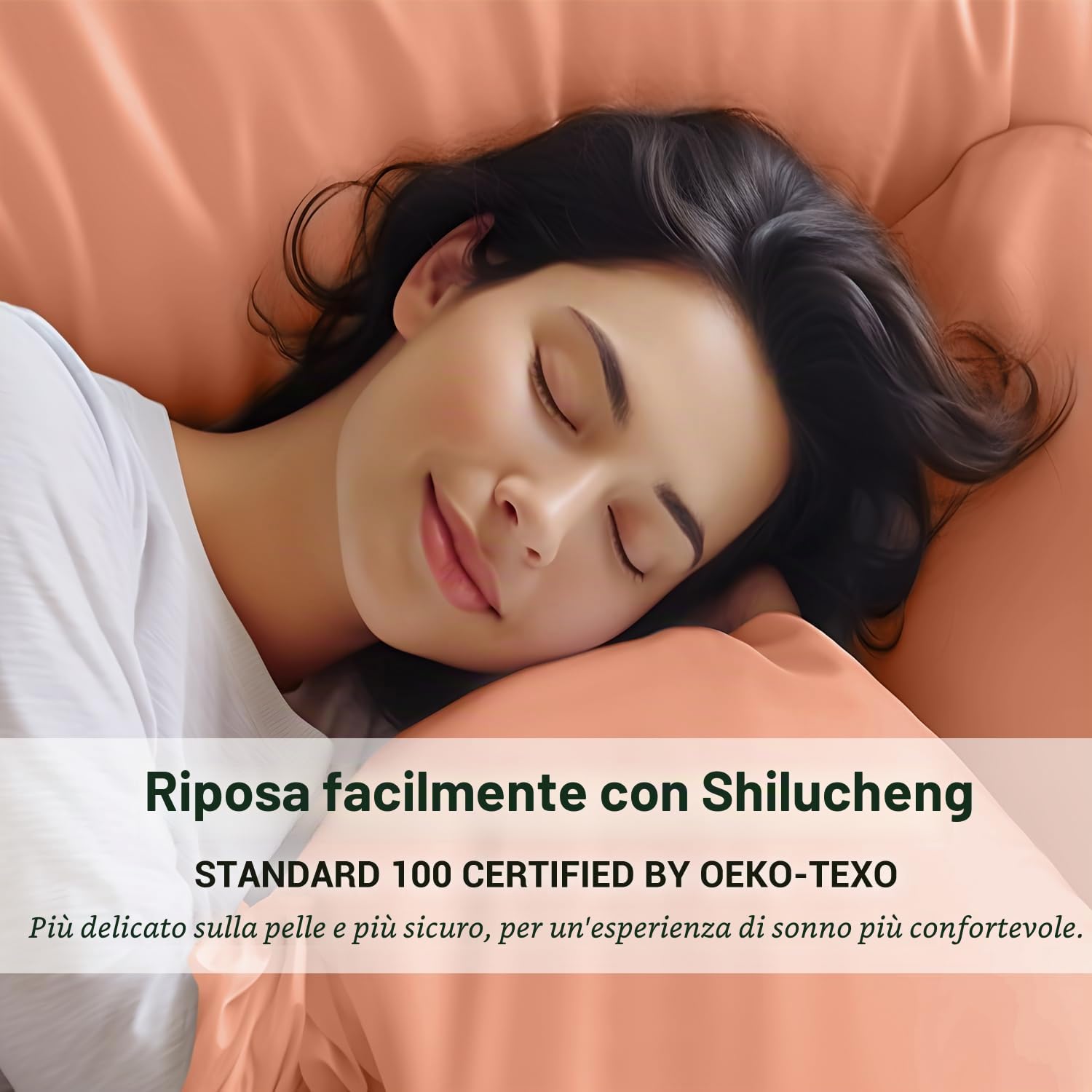 Shilucheng Set di biancheria da letto in bambù traspirante, per letto matrimoniale, 1800 fili, super setoso, con tasca profonda 40,5 cm, lavabile in lavatrice, 4 pezzi (Queen, Coral)